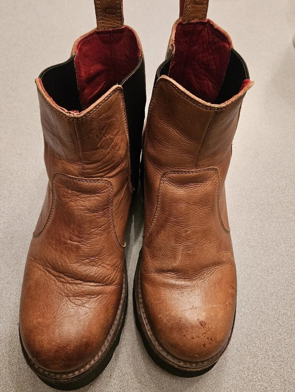 Bed Stu Tan Leather Chukka Boots with Black Lug Soles